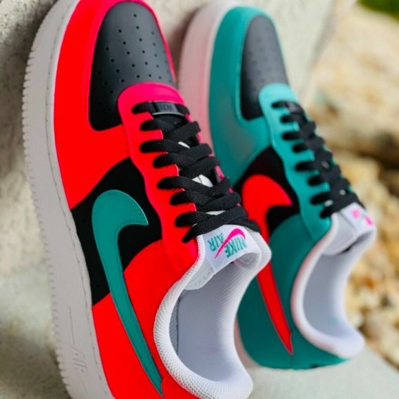 Nike Air Force 1 Custom Shoes Low South Beach Miami Vice Pink Teal Black White main image 11